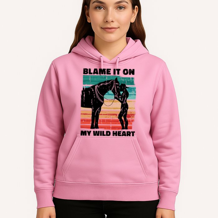 Blame It On My Wild Heart Horse Retro Hoodie