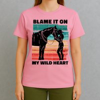Blame It On My Wild Heart Horse Retro T-Shirt