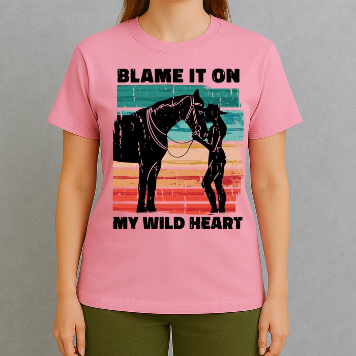 Blame It On My Wild Heart Horse Retro T-Shirt