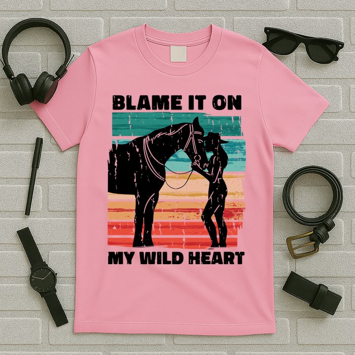 Blame It On My Wild Heart Horse Retro T-Shirt