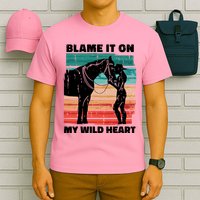 Blame It On My Wild Heart Horse Retro T-Shirt