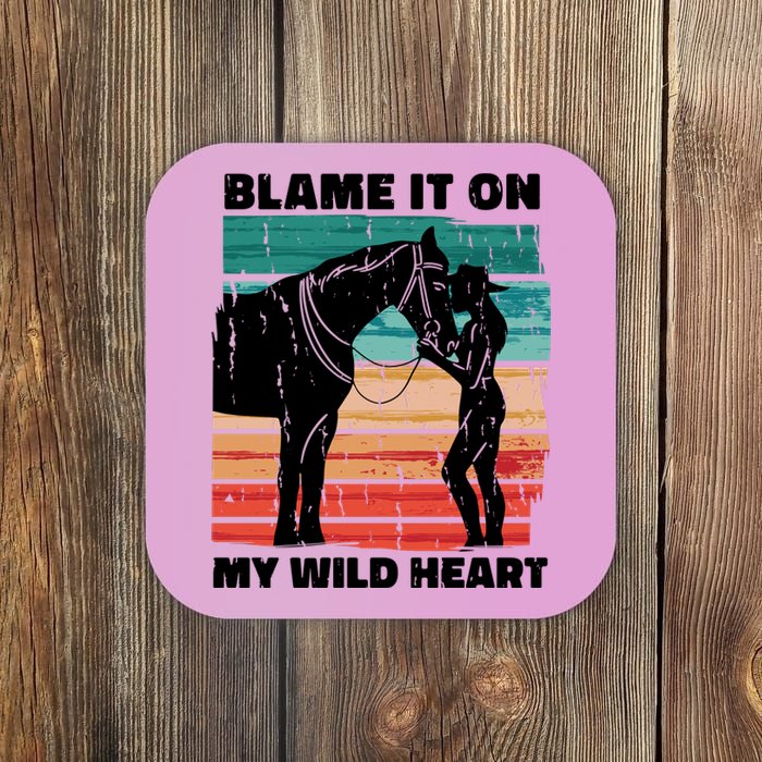 Blame It On My Wild Heart Horse Retro Coaster