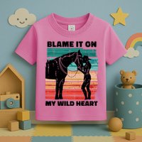 Blame It On My Wild Heart Horse Retro Toddler T-Shirt