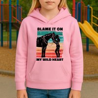 Blame It On My Wild Heart Horse Retro Kids Hoodie