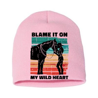 Blame It On My Wild Heart Horse Retro Short Acrylic Beanie