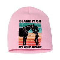 Blame It On My Wild Heart Horse Retro Short Acrylic Beanie