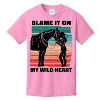 Blame It On My Wild Heart Horse Retro Kids T-Shirt