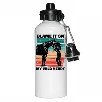 Blame It On My Wild Heart Horse Retro Aluminum Water Bottle