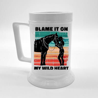 Blame It On My Wild Heart Horse Retro Beer Stein