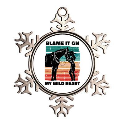 Blame It On My Wild Heart Horse Retro Metallic Star Ornament