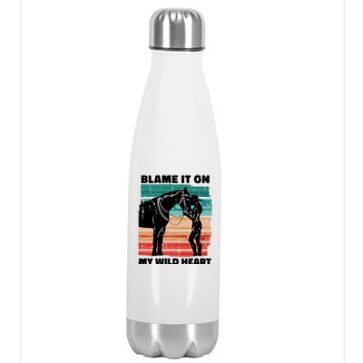 Blame It On My Wild Heart Horse Retro Stainless Steel Insulated Water Bottle