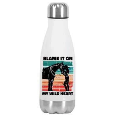 Blame It On My Wild Heart Horse Retro Stainless Steel Insulated Water Bottle