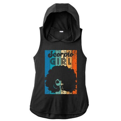 Born In October 23 to November 22 Birthday Scorpio Afro Ladies PosiCharge Tri-Blend Wicking Draft Hoodie Tank