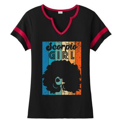 Born In October 23 to November 22 Birthday Scorpio Afro Ladies Halftime Notch Neck Tee