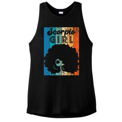 Born In October 23 to November 22 Birthday Scorpio Afro Ladies PosiCharge Tri-Blend Wicking Tank