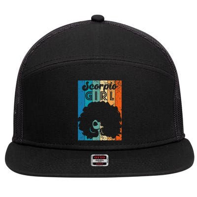 Born In October 23 to November 22 Birthday Scorpio Afro 7 Panel Mesh Trucker Snapback Hat