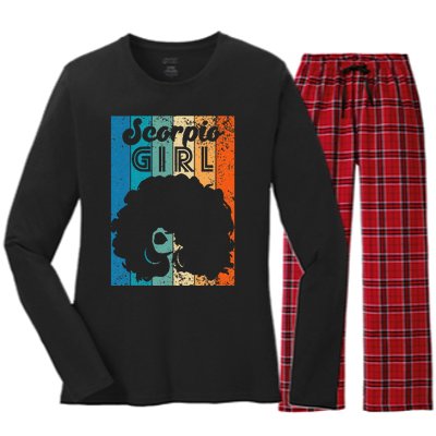 Born In October 23 to November 22 Birthday Scorpio Afro Women's Long Sleeve Flannel Pajama Set 