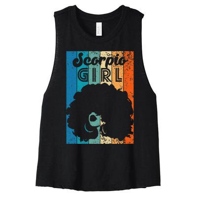 Born In October 23 to November 22 Birthday Scorpio Afro Women's Racerback Cropped Tank