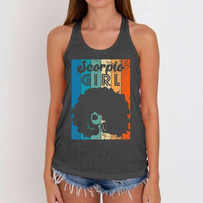 Born In October 23 to November 22 Birthday Scorpio Afro Women's Knotted Racerback Tank