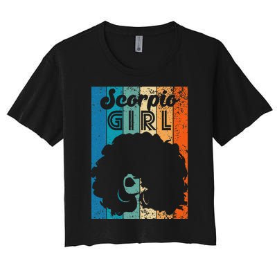 Born In October 23 to November 22 Birthday Scorpio Afro Women's Crop Top Tee