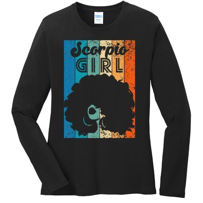 Born In October 23 to November 22 Birthday Scorpio Afro Ladies Long Sleeve Shirt