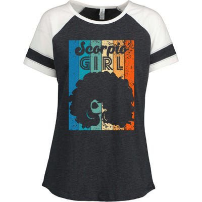 Born In October 23 to November 22 Birthday Scorpio Afro Enza Ladies Jersey Colorblock Tee