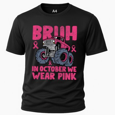 Bruh In October We Wear Breast Cancer Monster Truck Performance Shirt