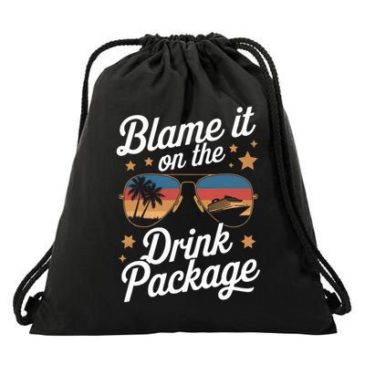 Blame It On The Drink Package Funny Cruise Design Drawstring Bag