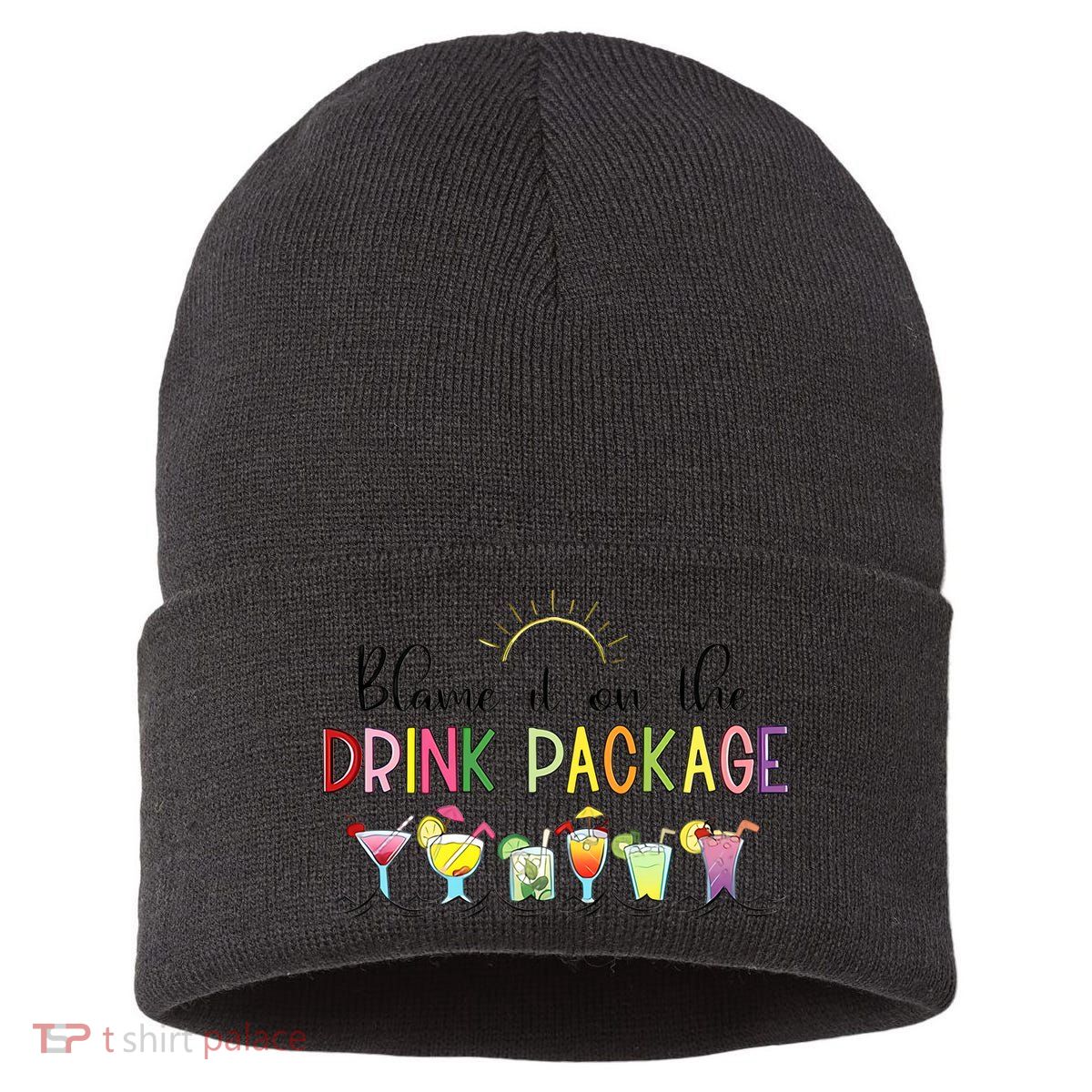 Blame It On The Drink Package Cruise Vacation Sustainable Knit Beanie