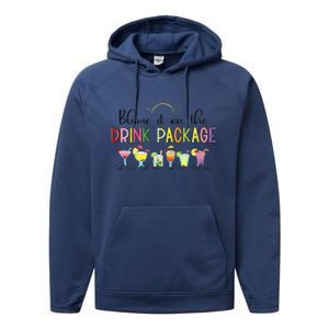 Blame It On The Drink Package Cruise Vacation Performance Fleece Hoodie