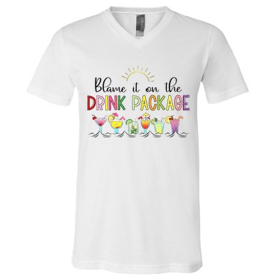 Blame It On The Drink Package Cruise Vacation V-Neck T-Shirt