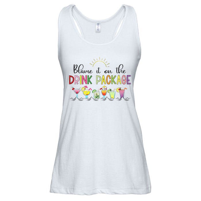 Blame It On The Drink Package Cruise Vacation Ladies Essential Flowy Tank