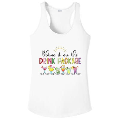 Blame It On The Drink Package Cruise Vacation Ladies PosiCharge Competitor Racerback Tank