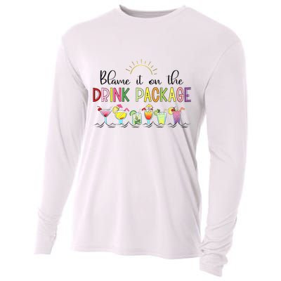 Blame It On The Drink Package Cruise Vacation Cooling Performance Long Sleeve Crew