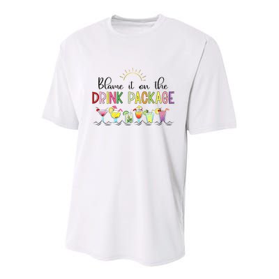 Blame It On The Drink Package Cruise Vacation Youth Performance Sprint T-Shirt