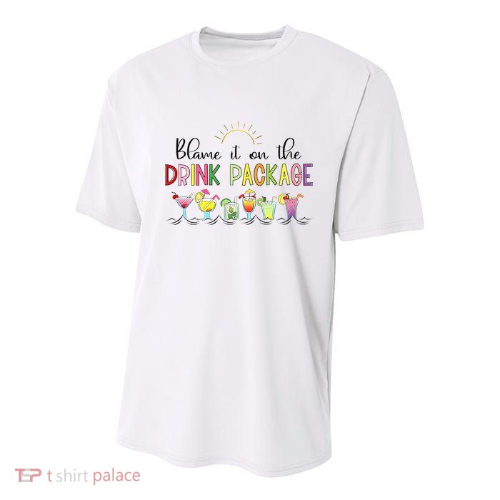 Blame It On The Drink Package Cruise Vacation Youth Performance Sprint T-Shirt
