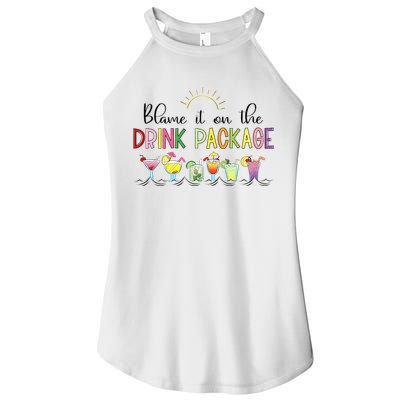Blame It On The Drink Package Cruise Vacation Women's Perfect Tri Rocker Tank