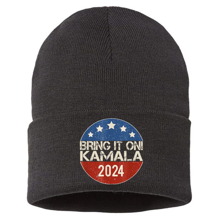 Bring It On Kamala Harris 2024 Election President Sustainable Knit Beanie