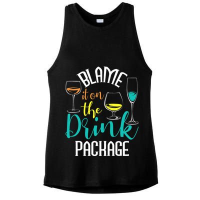 Blame It On The Drink Package Cruising Lover Cruiser Cruise Ladies PosiCharge Tri-Blend Wicking Tank