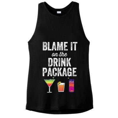 Blame It On The Drink Package Funny Cruise Cruising Cruiser Ladies PosiCharge Tri-Blend Wicking Tank