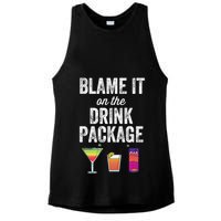 Blame It On The Drink Package Funny Cruise Cruising Cruiser Ladies PosiCharge Tri-Blend Wicking Tank