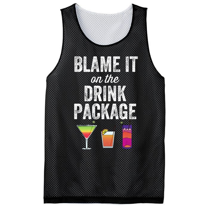 Blame It On The Drink Package Funny Cruise Cruising Cruiser Mesh Reversible Basketball Jersey Tank