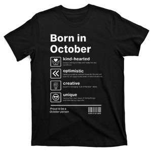 Born In October Funny October Birthday Statement T-Shirt