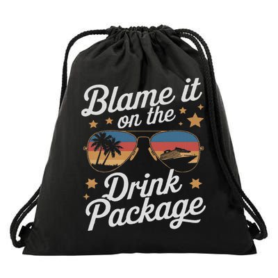 Blame It On The Drink Package Funny Cruise Design Drawstring Bag