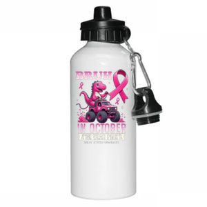 Bruh In October We Wear Pin.K Breast Cancer Awareness Aluminum Water Bottle