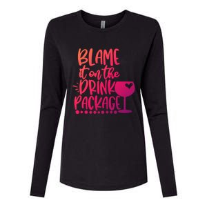 Blame It On The Package Cruise Alcohol Wine Lover Gift Womens Cotton Relaxed Long Sleeve T-Shirt