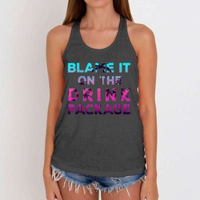 Blame It On The Drink Package Cruise Cruising Matching Funny Women's Knotted Racerback Tank