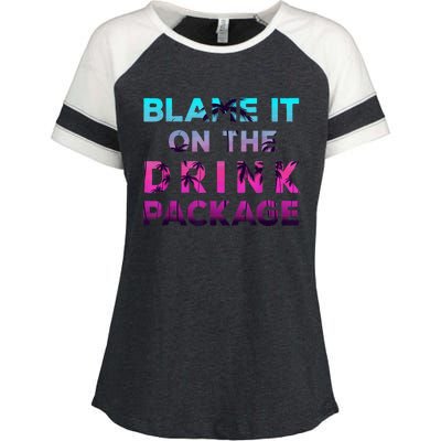 Blame It On The Drink Package Cruise Cruising Matching Funny Enza Ladies Jersey Colorblock Tee