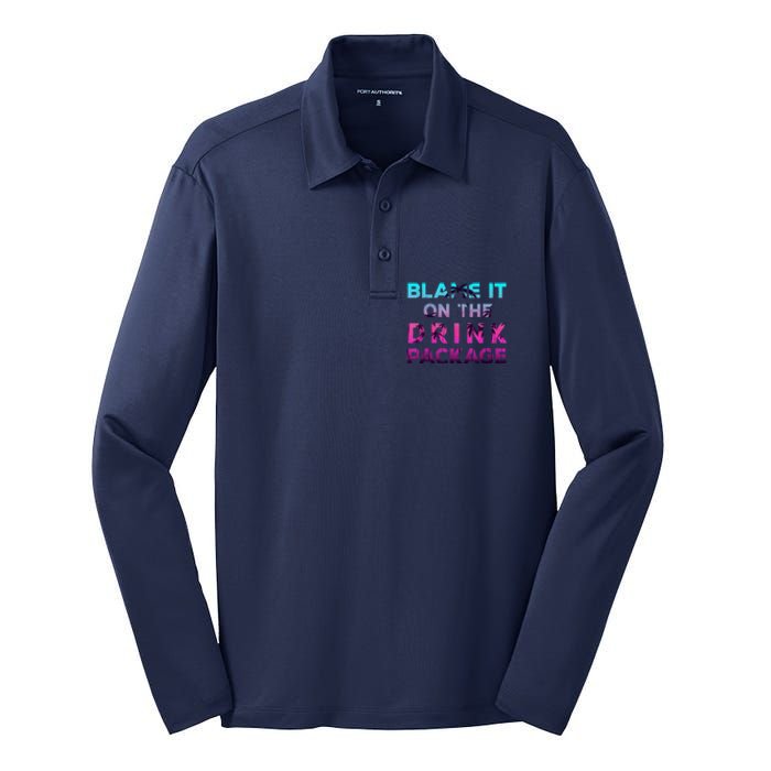 Blame It On The Drink Package Cruise Cruising Matching Funny Silk Touch Performance Long Sleeve Polo