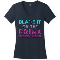 Blame It On The Drink Package Cruise Cruising Matching Funny Women's V-Neck T-Shirt